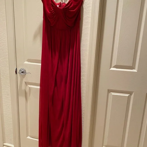 apple red bridesmaid dress Jewel Cap Sleeves Dark Red Chiffon Floor Length Cheap Bridesmaid Dress –  SposaDresses